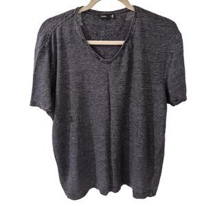 Vince Pinstripe V-Neck Navy White T-Shirt, size XL